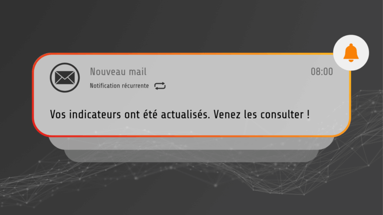 Représentation d'une notification pour montrer mettre en avant l'information à l'utilisateur sur la disponibilité et l'actualisation des données